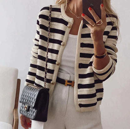 Chloe - Striped Buttoned Cardigan